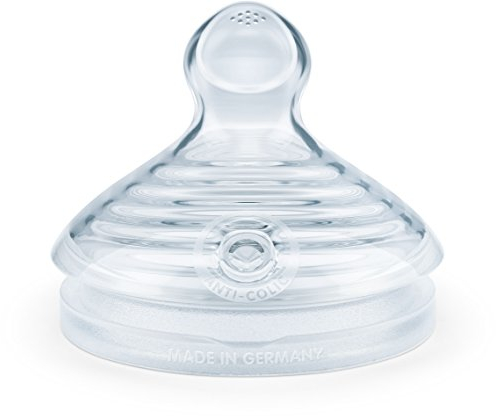 NUK Nature Sense Trinksauger, 6-18 Monate, brustähnlicher Silikon-Trinksauger, BPA-frei, 2 Stück, L (Brei), transparent