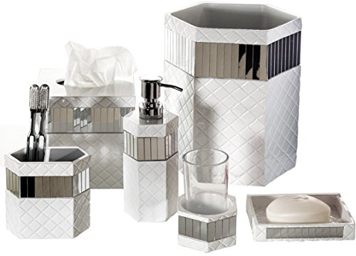 Creative Scents Quilted Mirror 6 Piece Bathroom Accessories Set