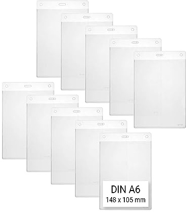Karteo Kartenhüllen A6 Format [50 Stück] Vinyl Ausweishüllen 148 x 105 mm vertikal transparent als Ausweishalter Kartenhalter für Karten Ausweise