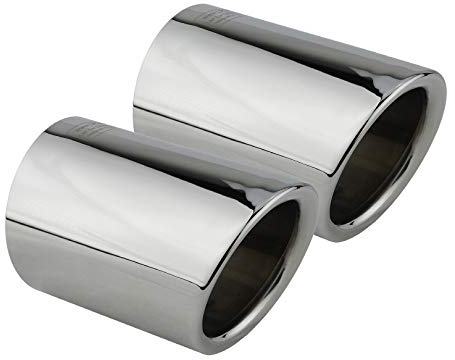 L&P A286 2 Auspuffblenden Auspuffblende Edelstahl spiegel poliert Chrom Plug&Play Endrohrblenden Endrohrblende Auspuff Blende Endrohr Endrohre