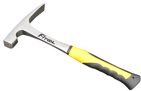 Martillo de ladrillo forjado, martillo de roca en forma de cincel, agarre de reducción de golpes, ganzúa geólogo, 33 onzas de borde cincel, martillo de mampostería 2.2 libras