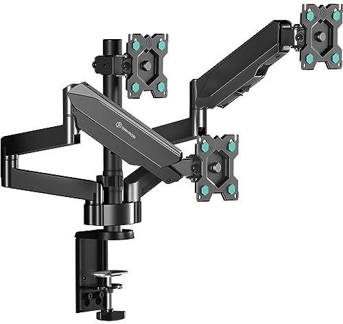 ONKRON Soporte 3 Monitores 13-32 Pulgadas, Carga Total 24 kg, Soporte Monitor Escritorio VESA 75x75-100x100 mm, Brazo Monitor Triple con Inclinación y Giro, Universal, Negro G280-B