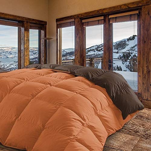 - Moscow - Edredón / Relleno Nórdico Reversible Máxima Calidad Transpirable 350 gr/m2 Microfibra Alta Densidad Invierno/Otoño (Marrón - Naranja, Cama 90 y 105 (180_x_260_cm))