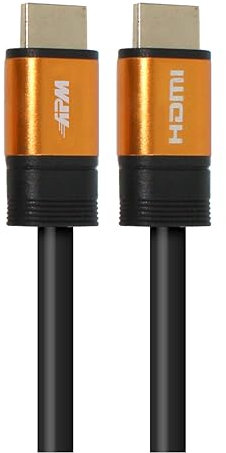 APM 590466 - Cordon HDMI 1.8m 4K Ethernet - Câble HDMI Long Connecteurs Mâle/Mâle - Accessoires pour TV et Vidéo - Résolution Exceptionnelle 4 x HD 1080p - Gestion des Vidéos 3D - Noir et Doré