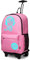 Kono Functional Laptop Rucksack with Rolling Wheels Lightweight and Waterproof Luminous Music Boy Detachable Trolley Backpack Cabin Luggage Bag (Pink-Upgrade)