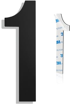 Modern House Numbers for Outside - Self-Adhesive, Large 6 Inch, Metal House Address Numbers - Ideal For Mailbox, Door, And Outdoor Address - House Number 1
