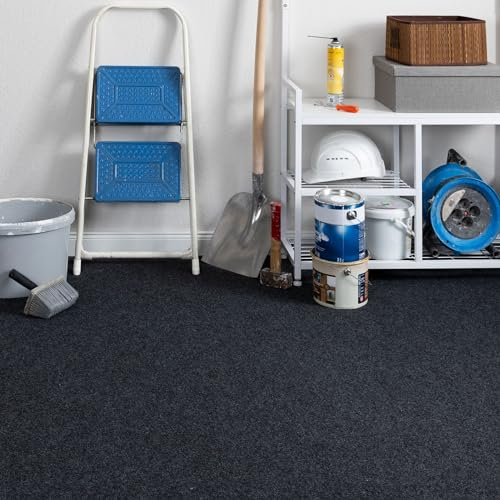 Steffensmeier Teppichboden Nadelfilz Paris | Meterware Rollenware Bodenbelag 3 mm für Abstellkammer Dachboden Hobbyraum | Anthrazit, Größe: 300x600 cm