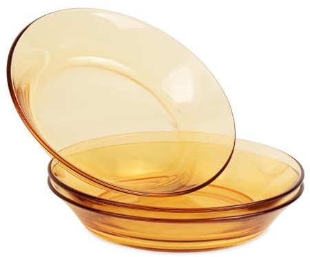 Glasteller Klein amber 19cm, Salatteller Glas 3er Set, langlebig Salat Vorspeisenteller Glasteller Tief spülmaschinenfest