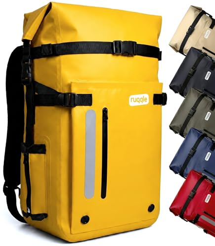 Ruqqle Sac étanche Polyvalent, Waterproof Dry Bag 20/30/45L, 3 Poches externes, Sac à Dos Confort imperméable idéal Voyage Plage Mer Bateau Canoë Paddle Kayak Moto Randonnée Camping Pêche Loisirs