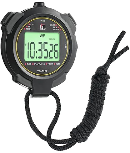 Cronómetro luminoso deportivo con reloj, calendario y despertador, cronómetro digital portátil con correa, resistente a los golpes para entrenador y árbitro