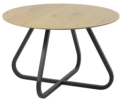 FJORDFORM Esstisch, Runder Tisch Holz, 120, Metallfüße schwarz, Eiche Melamin, Perfekt für das Esszimmer