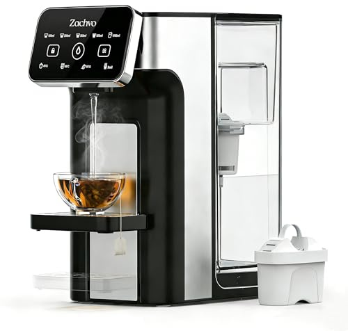 ZACHVO Instant Hot Water Dispenser KEI906 – 2600W One Cup Hot Water Dispenser, Energy-Efficient, Adjustable Temperature & Volume, Child Lock, 3L Tank, BRITA Filter Compatible (Filter Included)