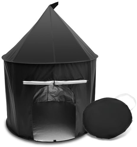 BAODBF Children Pop Up Play Tent Black Out Tent Helps With Autism Pop Up Tent with Silver Inner Lining & Bag Calm Down Tent 100×100 cm Blackout Tent for Kids