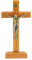 HOBBIESAY Croce in piedi da tavolo in legno da 19,5 cm, decorazione da parete in legno arancione scuro con supporto crocifisso decorazione per la casa