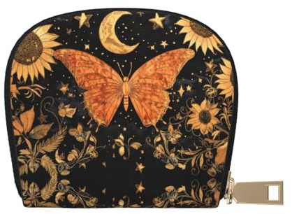 DFJMASFKOL Vintage Indie Boho Leather Bag Sunflowers Wallet Butterfly Floral Card Pack New Parents - Pediatrician and Pharmacy Cards 9X11CM