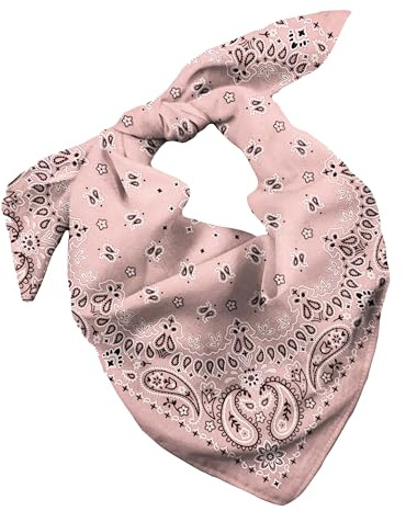 Every-ville Geschenkverpackung Bandana für Damen & Herren - 100% Baumwolle (Cotton Bandana), Paisley-Muster, 55x55 cm, 1er Pack, Hellrosa - Großes Halstuch Bandanna Cowboy-Tuch​​