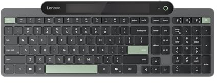 Lenovo 800 Self-Charging Bluetooth Keyboard, Uses Ambient Light for Charging, Bluetooth 5.1, Supports 3 Devices, Battery Free, Wireless, Grey