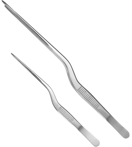 LIFKOME 2 pezzi Pinzette da Cucina in Acciaio Antiruggine e Pinze per Alimenti Resistenti al Calore per Rimuovere Lische di Pesce Accessori Professionali per Casa e Ristorante