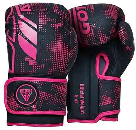 Boxing Gloves - Pro Training Sparring Gloves - Synthetic Leather Boxing Gloves Pair, Muay Thai, Kickboxing, Men Women Kids Workout Punchbag Boxing Glove, Multi-Layer Padding Gloves (Pink, 6 oz)