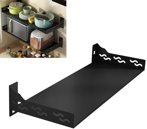 Väggmonterat mikrovågsfäste, multifunktionsförvaringsställ för kök och badrum, rymdaluminium med enkel installation, rost- och platsbesparande design