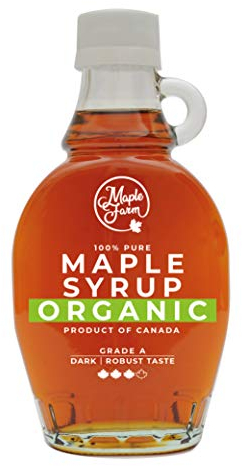 MapleFarm - Puro sciroppo d'acero Canadese BIOLOGICO Grado A (Dark, Robust taste) - 189 ml (Confezione da 1) - Pure maple syrup - succo d'acero BIO