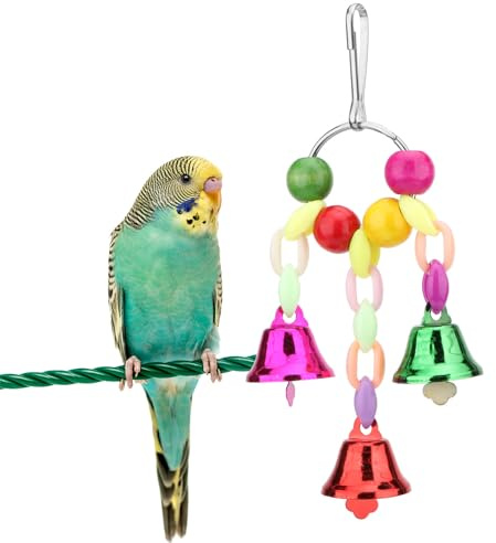 Hypeety Parrot Chew Toys Swing Colorful Bells Chandelier Bird Hanging Toy Parrot Cage Craft Toys Cages African Grey Conure Cockatiel Hanging Bell B