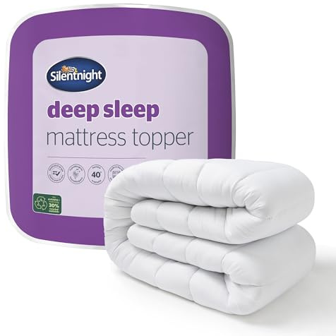 Silentnight Deep Sleep Mattress Topper Super King Size - Soft Supportive Comfortable Durable Bed Topper with Easy Fit Elasticated Straps - Hypoallergenic and Machine Washable - Super King - 200x180cm