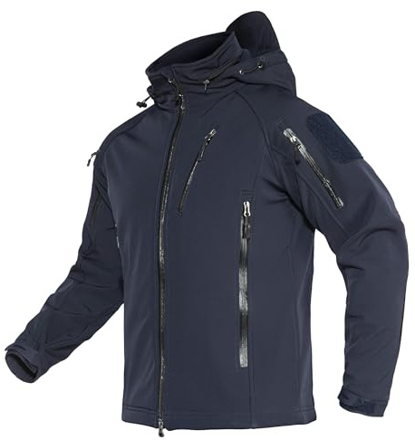 TACVASEN Herren Softshell Jacket Winterjacke Gefütterte Outdoorjacke Wanderjacke Warme Wasserdichte Jacke (XXL, Marineblau)