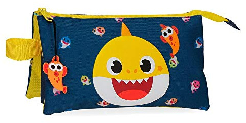 BABY SHARK My Good Friend Estuche Tres Compartimentos Niños Unisex, Azul