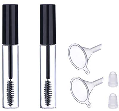 ESSENCIALES - Leere Mascaraflasche und 2 Wimpernbürsten, nachfüllbare Flasche für Rizinusöl