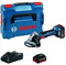 Bosch Professional 06019H9070 18V System Gws 18 V-7 Angle Grinder, Protect Guard, Aux Handle, Mount Flange, Clamping Nut, Blue