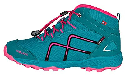 Trollkids Kinder Wanderschuh Lillesand, Smaragdgrün/Rubinrot, Größe 38