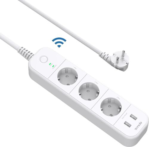 Tenda SP15 Smart wifi smart grenuttag med 3 uttag och 2 USB-portar, överspänningsskydd, oberoende strömbrytare, röststyrning, fjärrkontroll, Alexa-kompatibel