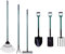 Garden Lot d'outils de Jardinage Pelle Ronde + Fourche à bêcher + bêche + râteau + râteau à Feuilles + Griffe 3 Dents