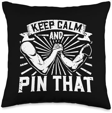 Arm wrestling and hand wrestling Keep Calm and Pin That-Arm Wrestle Throw Pillow, 16x16, Multicolor