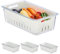 Relaxdays Kühlschrank, 4er Set, stapelbar, Abtropfkorb, Lebensmittel Organizer mit Deckel, transparent/weiß