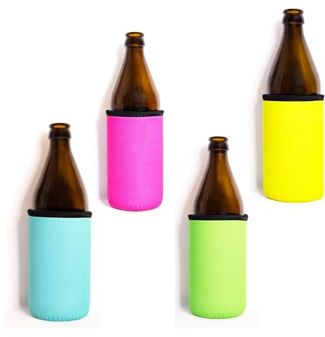 Bäng Läng Raffreddatore per bottiglie di birra e lattine – (0,5 l) – Raffreddamento a lunga durata, colori neon 4 pezzi.