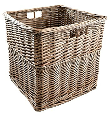 Arthur Cameron - Wicker Storage Cube with Built-in Handles - 32 x 32 x 31 cm - Cube Storage Unit, Perfect for Bedroom or Living Room - Wicker Box, Kallax Basket, Storage Basket (Antique Wash)
