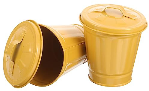 WHAMVOX 2pièces Seau à Déchets Galvanisé Avec Couvercle Petite Poubelle De Bureau Mini Conteneur à Déchets Pour Cuisine Salon Chambre Empêche La Propagation Des Odeurs