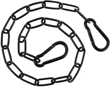COMNICO 20 Inch Gate Chain Lock, 1Pcs Heavy Duty Stainless Steel Chain Link Fence Gate Chain with Both-Ended Carabiners Fence Gate Latch for Outdoor Fence Pet Cages Horse Goat Cow Corral Supplies