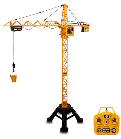 JAMARA 406320 Turmdrehkran Crane XXL 128 2,4GHz - Kinder Spielzeug Ferngesteuert, Fernbedienung Rc Toy, Kran für Baustelle Remote Control, Geschenk für Kinder, Metallhaken
