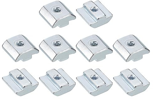 sourcing map Tuercas en T, 10 unidades, pernos de ranura en T de acero al carbono galvanizado, serie 4040, cierre de cabeza de martillo M4, tuercas en T deslizantes para perfil de extrusión de