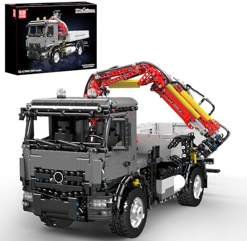 Mould King Técnica Grúa Camión - MOC APP Control remoto Motorizados Transportador de vehículos de construcción Bloques de sujeción Kit con grúa neumática y 11 motores para niños a partir de 14 años