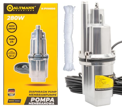 Kaltmann Membran Tauchpumpe 230V - Tiefbrunnenpumpe bis 65m Förderhöhe | Oberansaugung gegen Schmutz | kompakt für enge Brunnen & Schächte | 10m Kabel | Aluminium Gehäuse