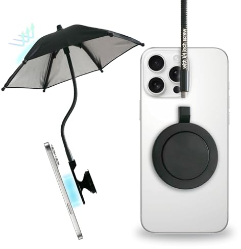 On The Grip 3 in 1 Magnetic Umbrella Sunshade Collapsible Expandable Phone Grip & Stand - Elegant Magsafe Compatible Phone Holder for Secure Grip and Hands-Free Viewing (Black)