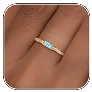 ZOERAY Ringar guld för kvinnor vattenfest månadssten 18K guldpläterad damring med zirkon stapelbar ring med sten akvamarin citrin peridot ädelsten ringar kvinnor förlovningsringar födelsedag