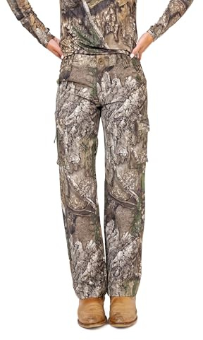 Realtree Women’s All-Season Hunting Pants Camo, 6-Pocket Cargo Design, Lightweight & Durable