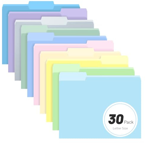 Comix Colored File Folders,30 Pack Manila Folders, Letter Size 8.5 x 11, 1/3-Cut Tabs, Morandi 10 Colors, for Office, School & Business Organization