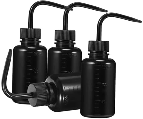 Hohopeti Set da 4 Flaconi Neri Flessibili da 150ml in Pe per Lavaggio Tatuaggi e Ciglia, Bottiglie Riutilizzabili e Spremibili Portatili per Uso Personale e Professionale