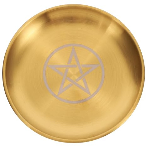 ERINGOGO Plateau Autel Métal Pentagramme Élégant pour Bijoux et Bibelots Décoration Sorcière Support Bougies et Accessoires Sacrés Rangement Luxueux pour Maison et Bureau